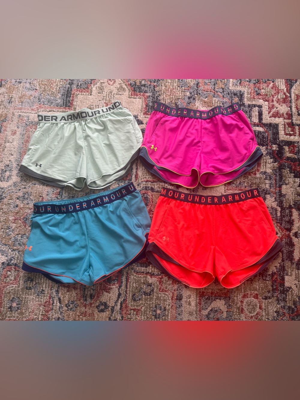 Under Armour Girls' Performance Shorts - Teal, Light Gray, Neon Coral, Fuchsia
